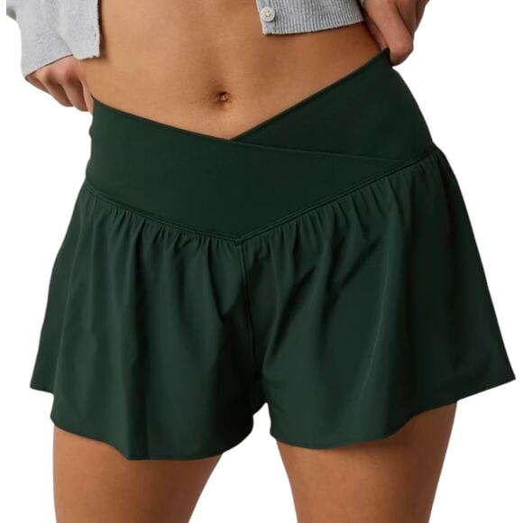OFFLINE By Aerie Women Real Me Crossover Flowy Short Mystical Green Size Large - Picture 1 of 9